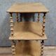 Natural wood display shelf with three tiers