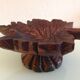 Brutalist wooden candlestick shaped vine leaf /vintage 60s-70s