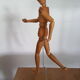 Articulated waxed wood puppet and 80's support