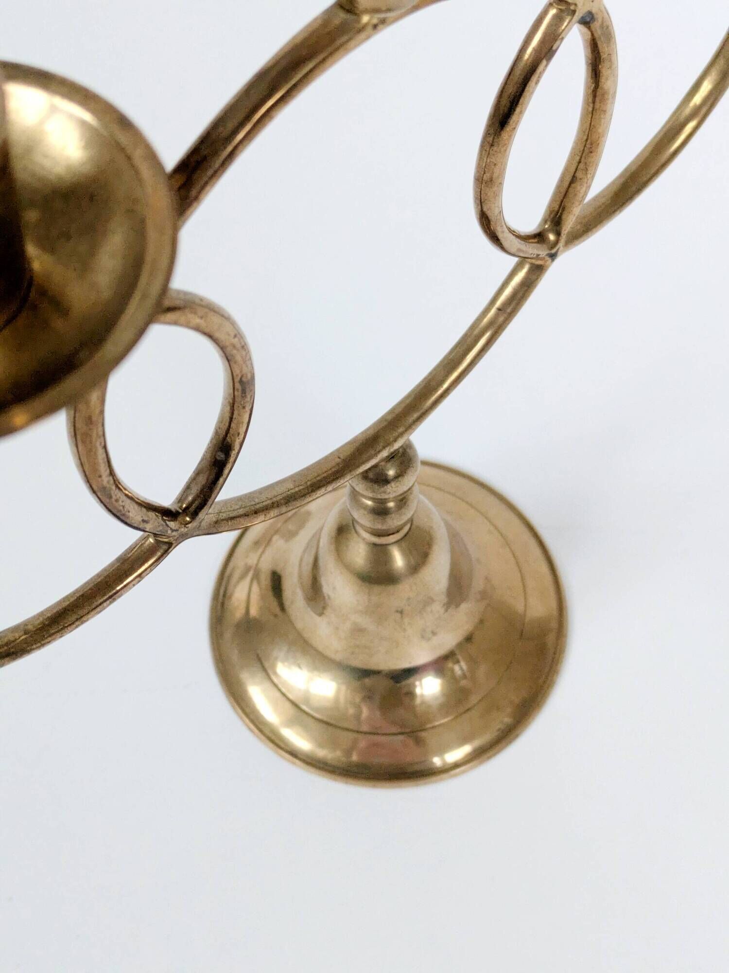 Vintage brass floor chandelier, 3-branch candle holders
