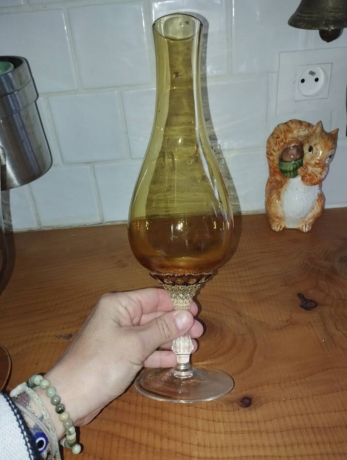 Empoli vase in amber blown glass – Italy, 1960s