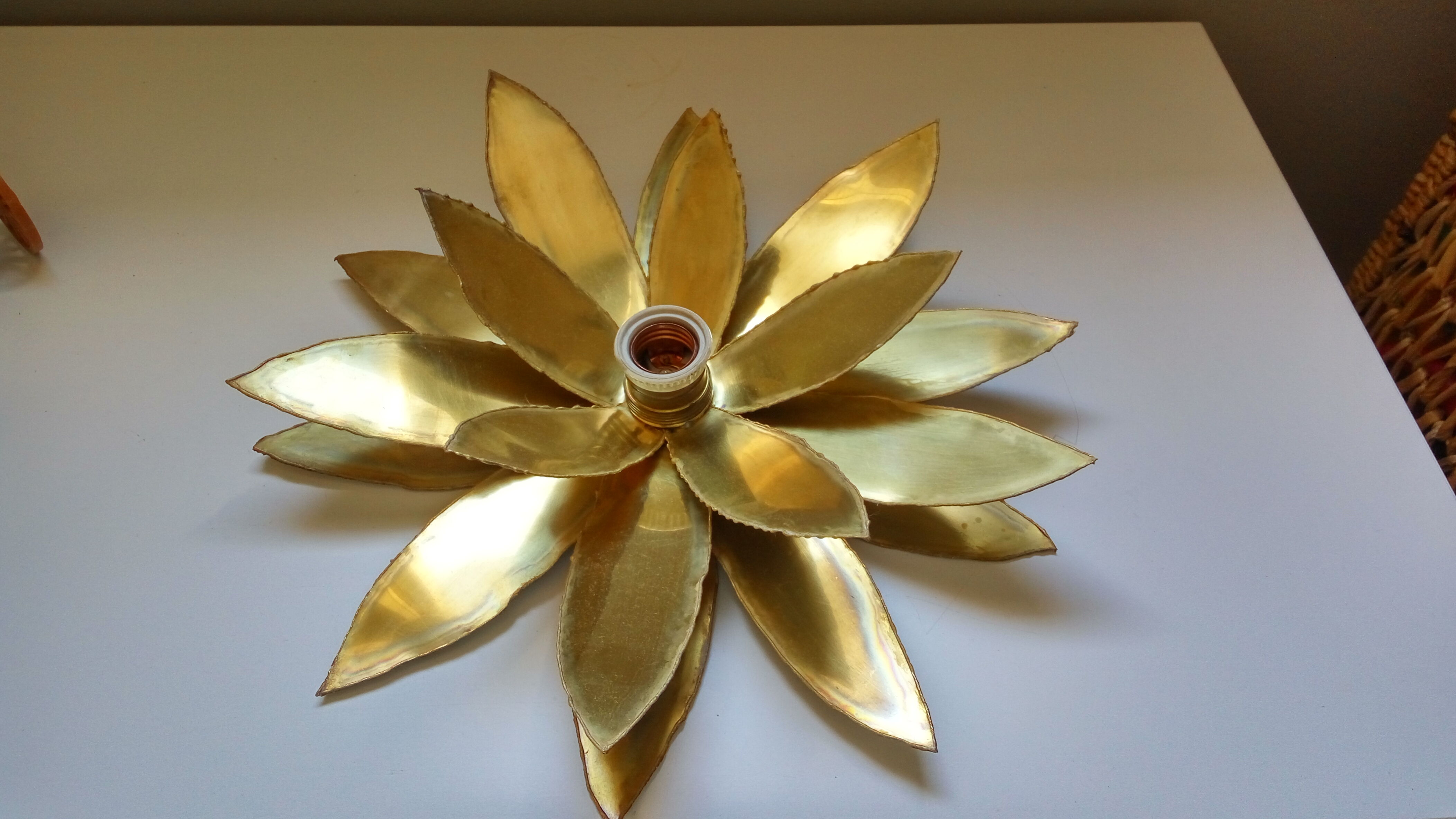 Brass flower wall light