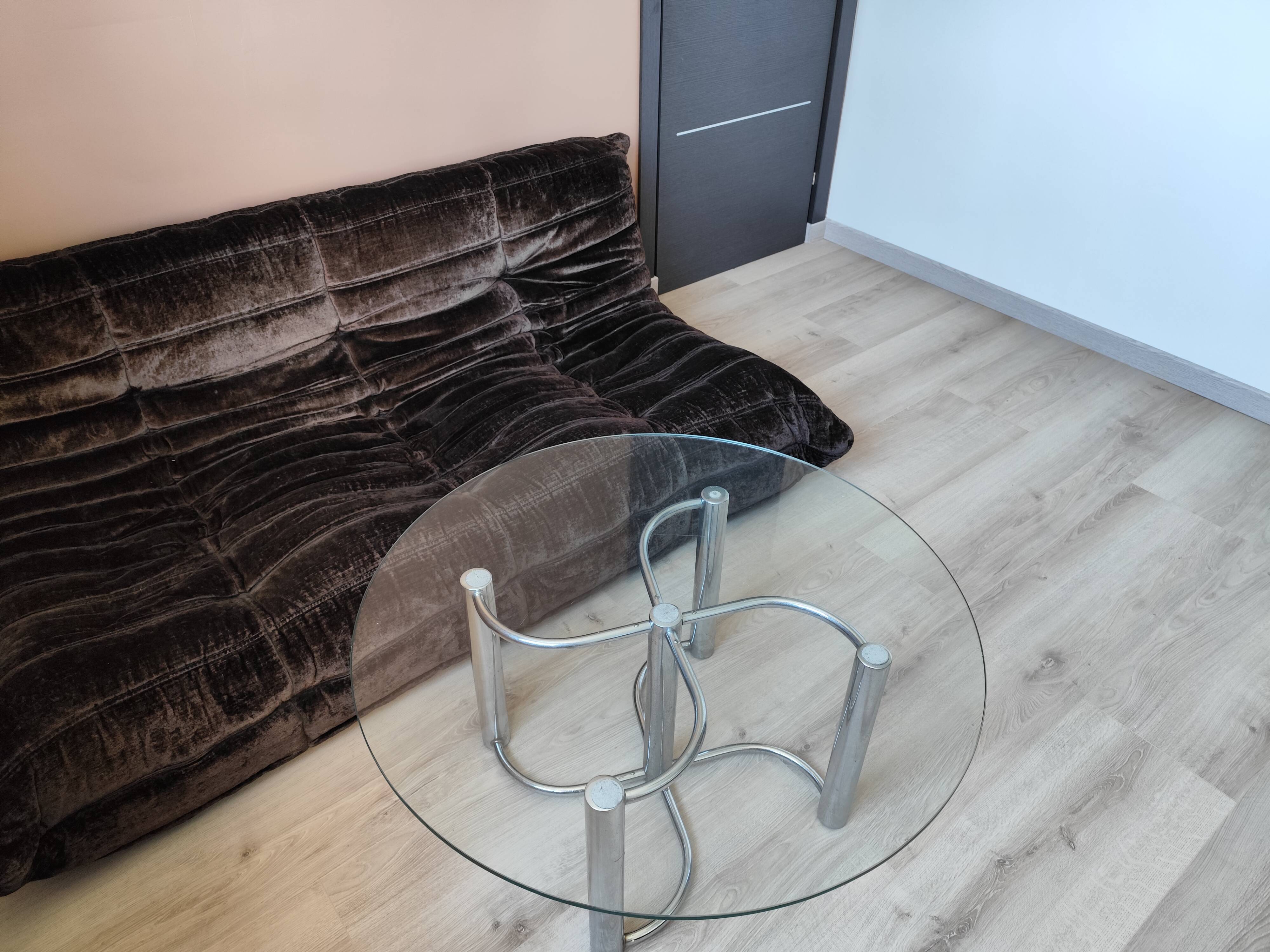 Vintage chrome steel and glass coffee table from Italy from the 70s