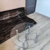 Vintage chrome steel and glass coffee table from Italy from the 70s