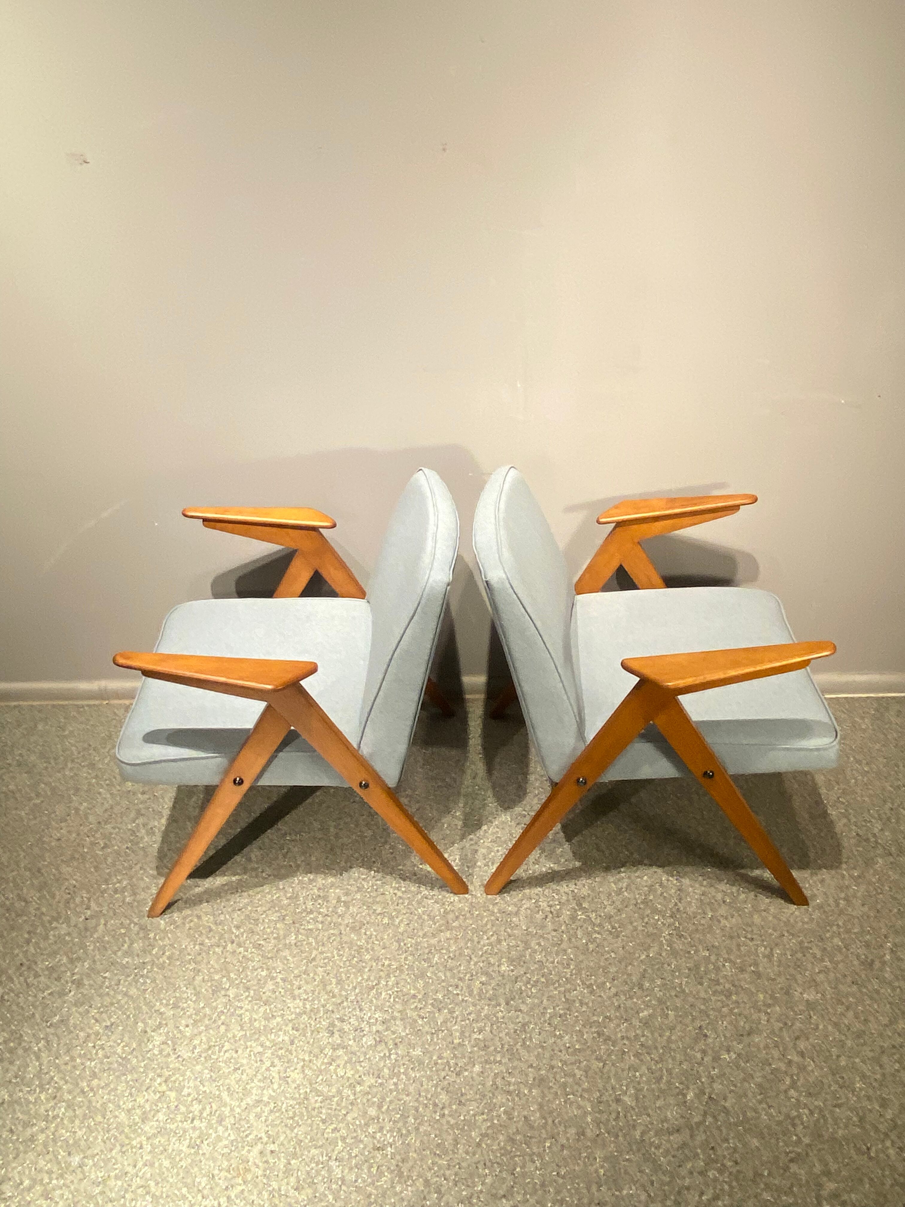 Armchairs model 366 "Bunny" by J. Chierowski vintage