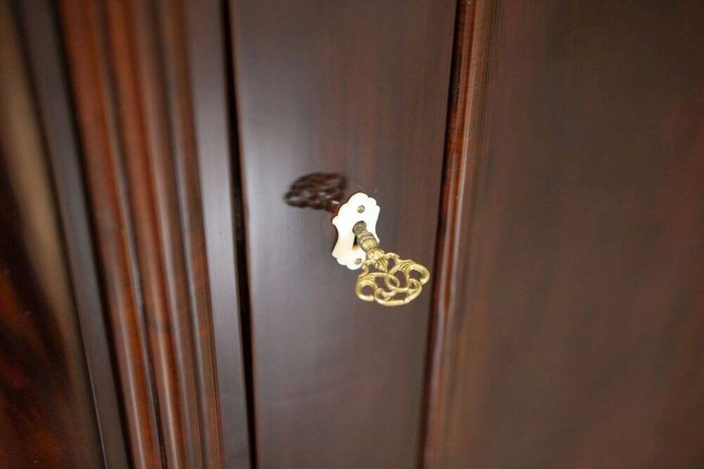 Biedermeier Mahogany Corner Cabinet, 1870