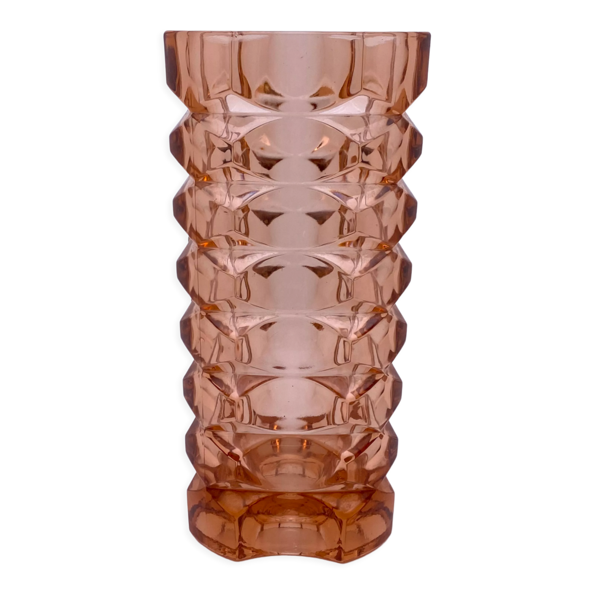 Vase rectangulaire verre rose