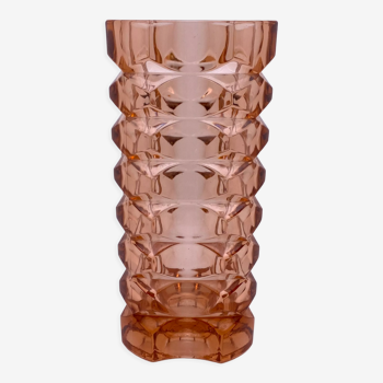 Rectangular vase pink glass