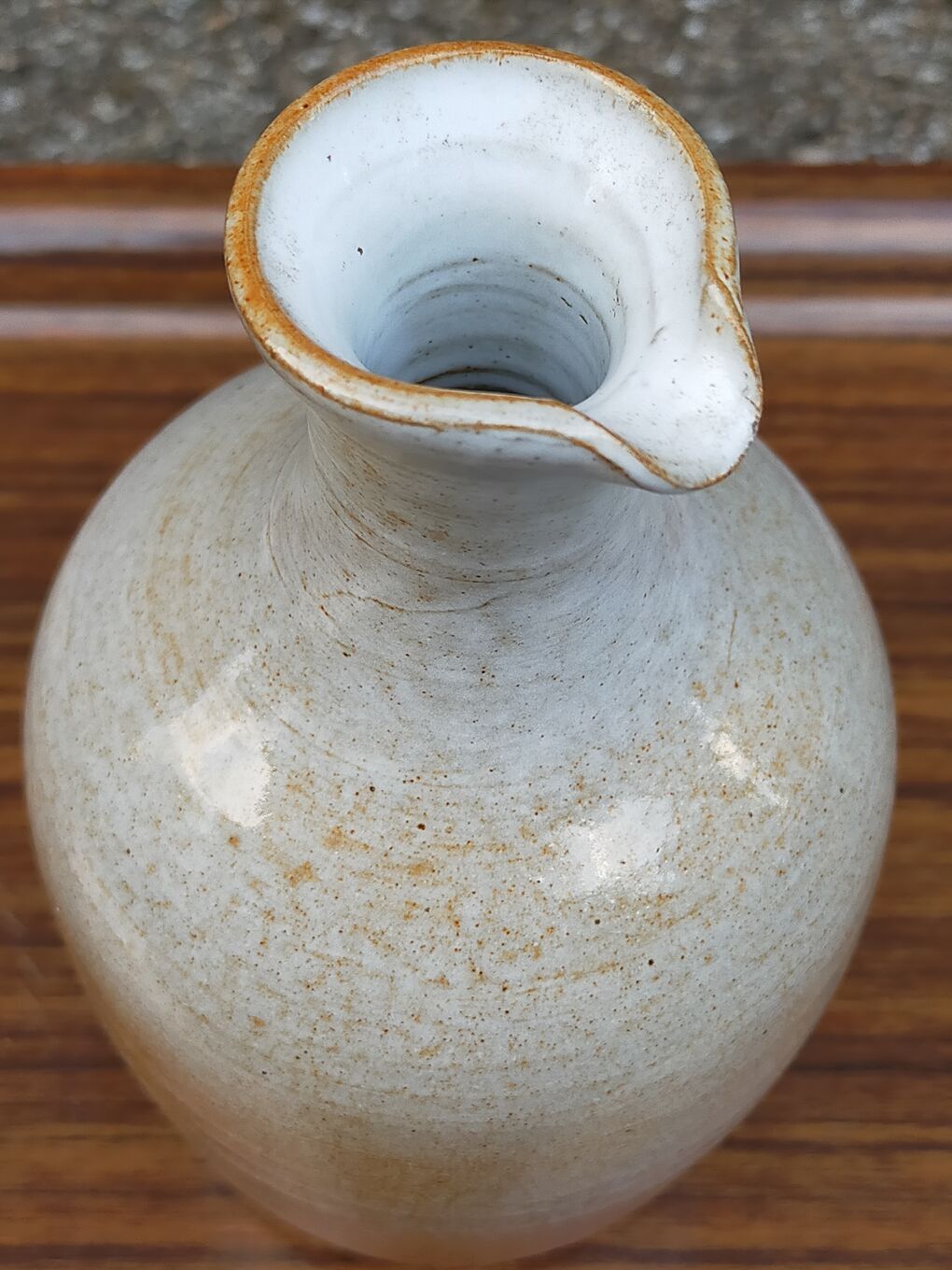 Light stoneware potter's bottle with vintage spout