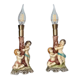 Duo of antique ceramic lamps.