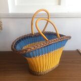 Rattan and scoubidou basket