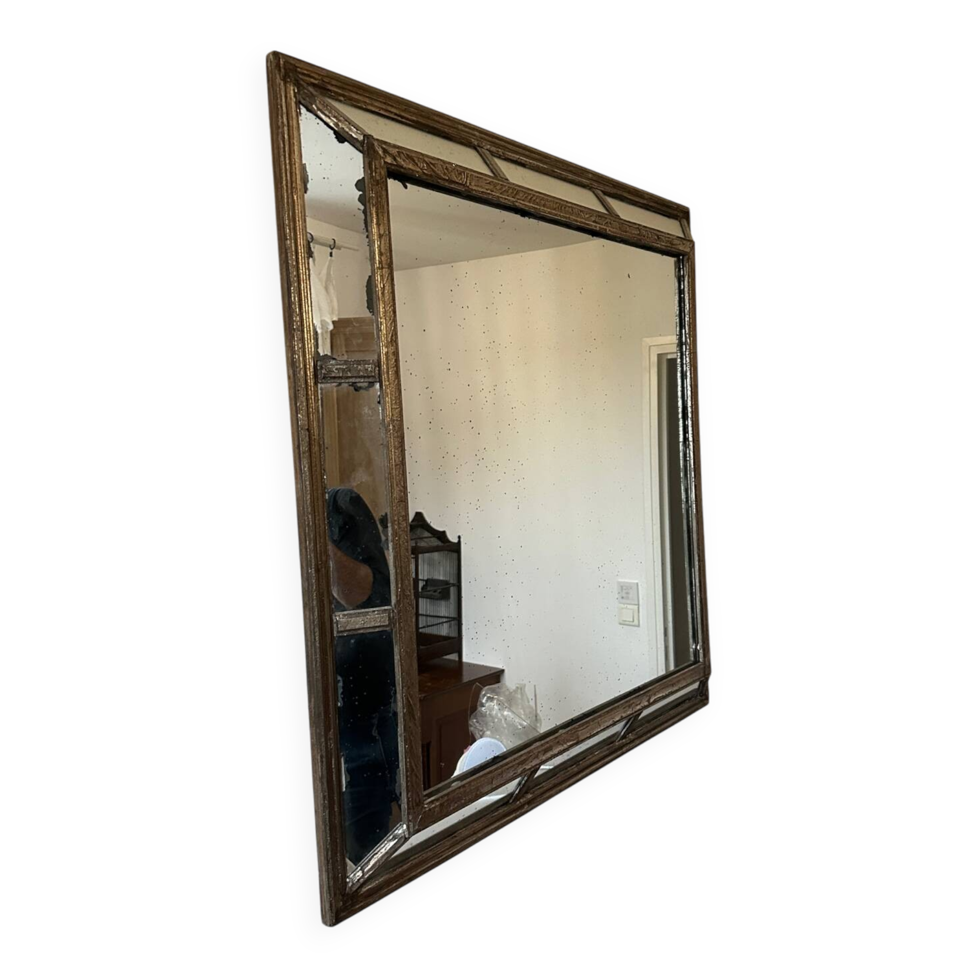 Antique mirror with wooden ornaments