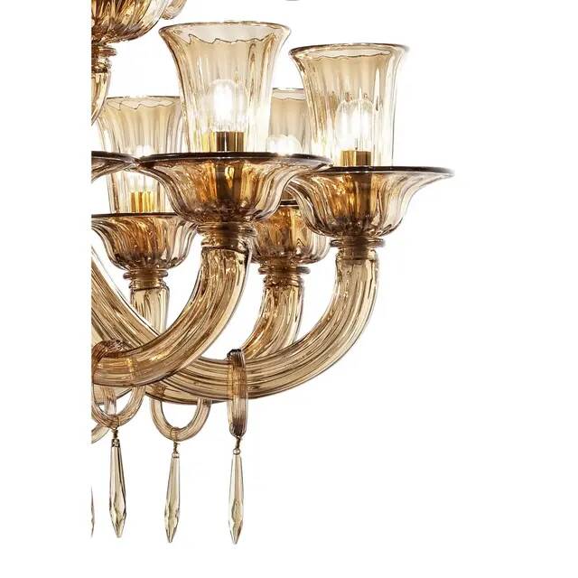 Dark Amber Pagliesco Lively Curls Murano Glass Chandelier by Simoeng for Si