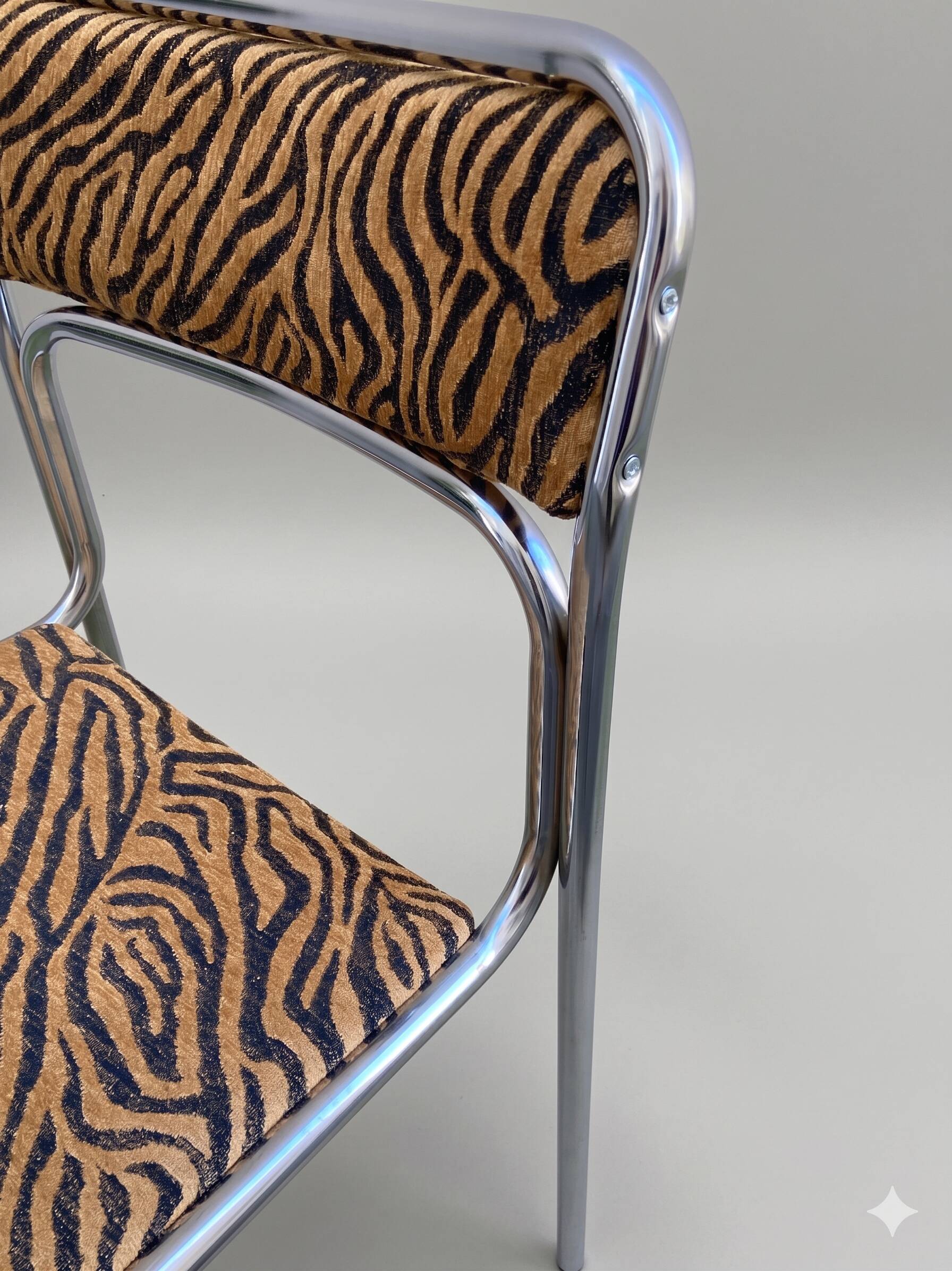 Chrome Tubular Chair & Leopard - Bauhaus Style - Vintage