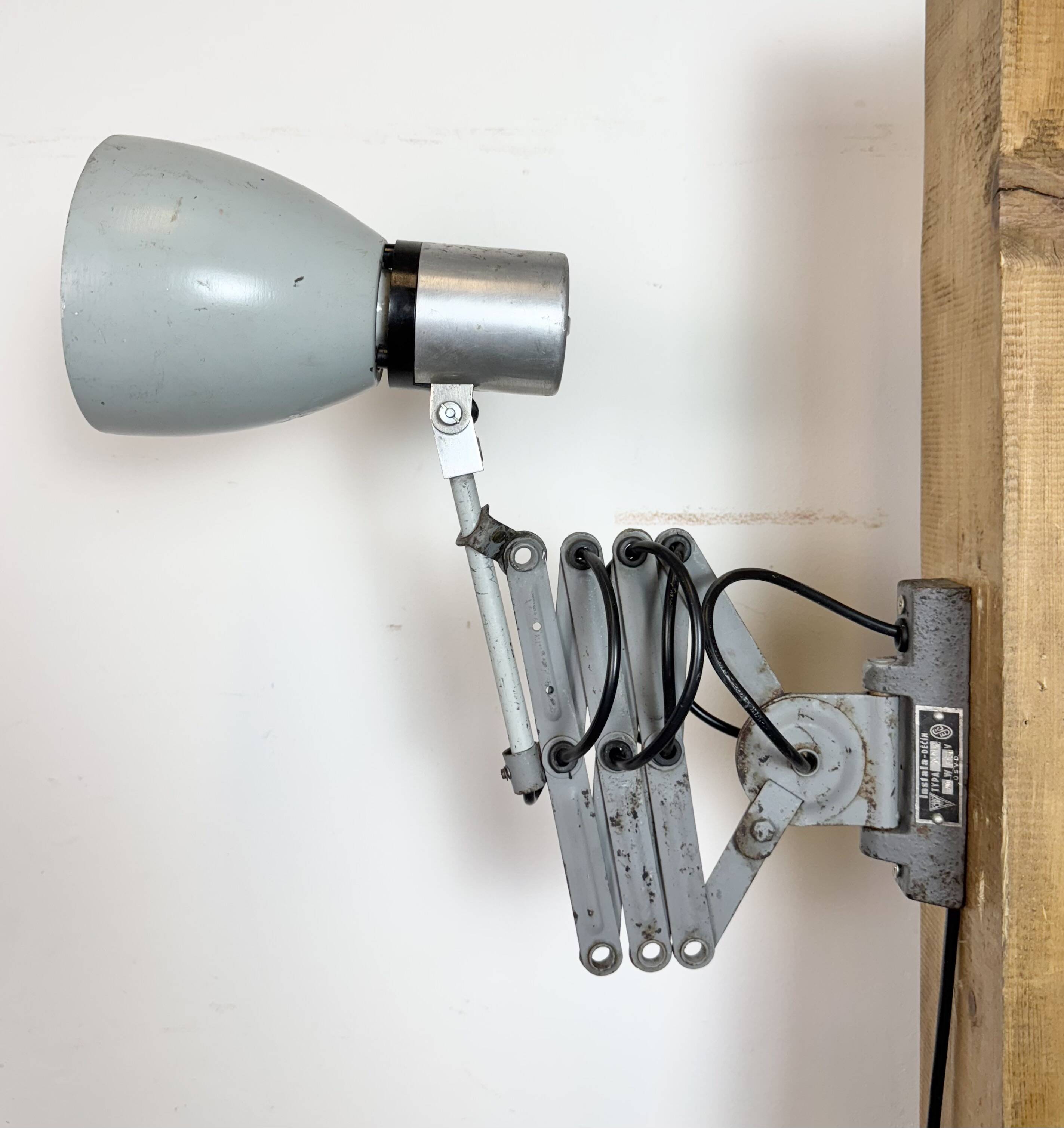 Industrial Grey Scissor Wall Lamp, 1960s