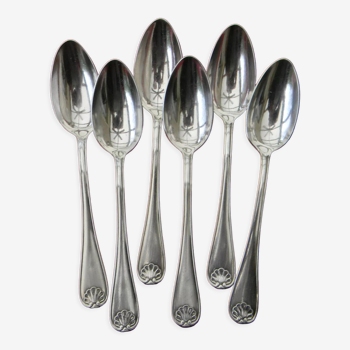 Set of 6 teaspoons in silver metal Dixi