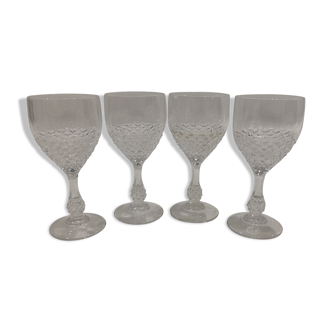 Set of 4 vintage Luminarc France crystal wine glass