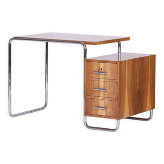 Functionalist Desk Czech Bauhaus Tubular Steel, 1930s