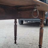 Burgundian oval farm table in 19th century solid oak with shutters - 1m93