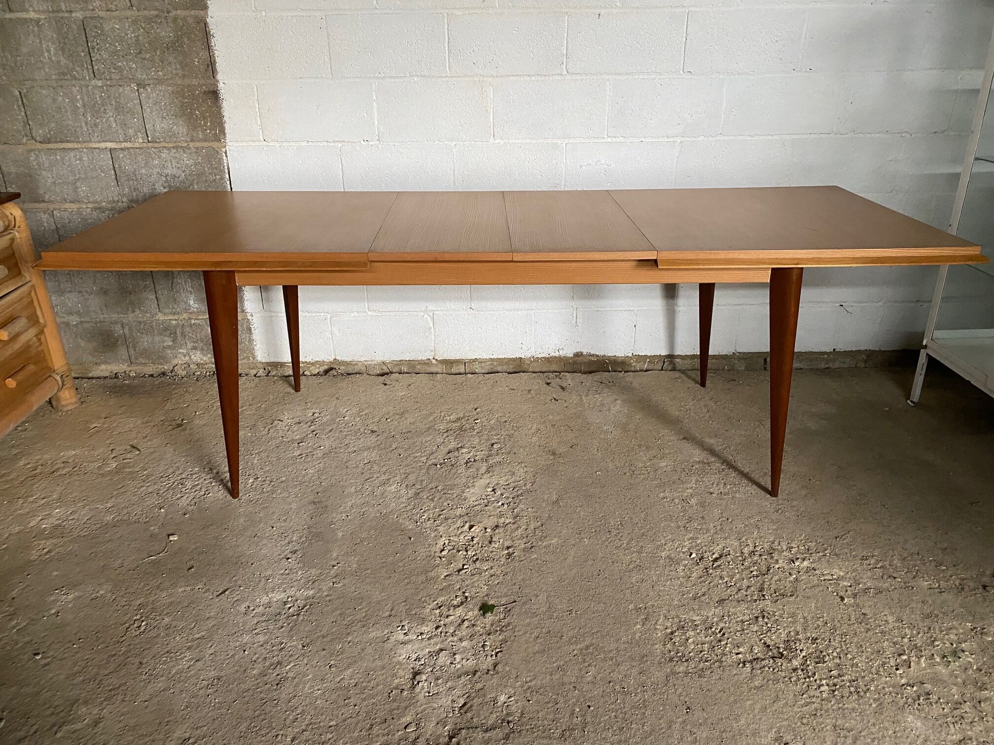 Scandinavian extendable table in light oak and teak 166/202/238x89cm vintage an50