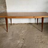 Scandinavian extendable table in light oak and teak 166/202/238x89cm vintage an50