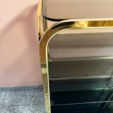 Vintage shelf in brass and smoked glass – Italian work, circa 1970.