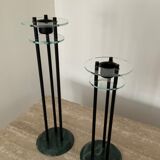 Duo of vintage candle holders in marble and plexiglass 70s-80s