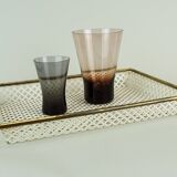 Vintage tray, perforated metal and brass, attr. to mathieu matégot 50s