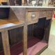Bar counter in oak, zinc, and white marble from the early 20th century.