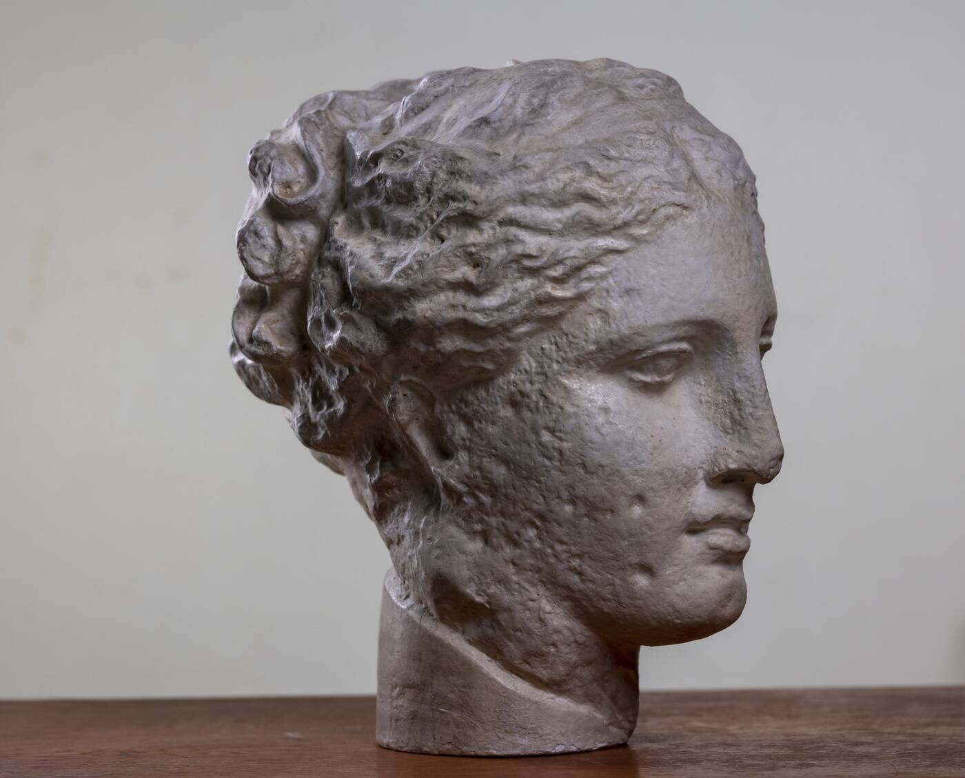 Head of Greek Goddess Hygeia, Plaster Sculpture, 1930s–1940s