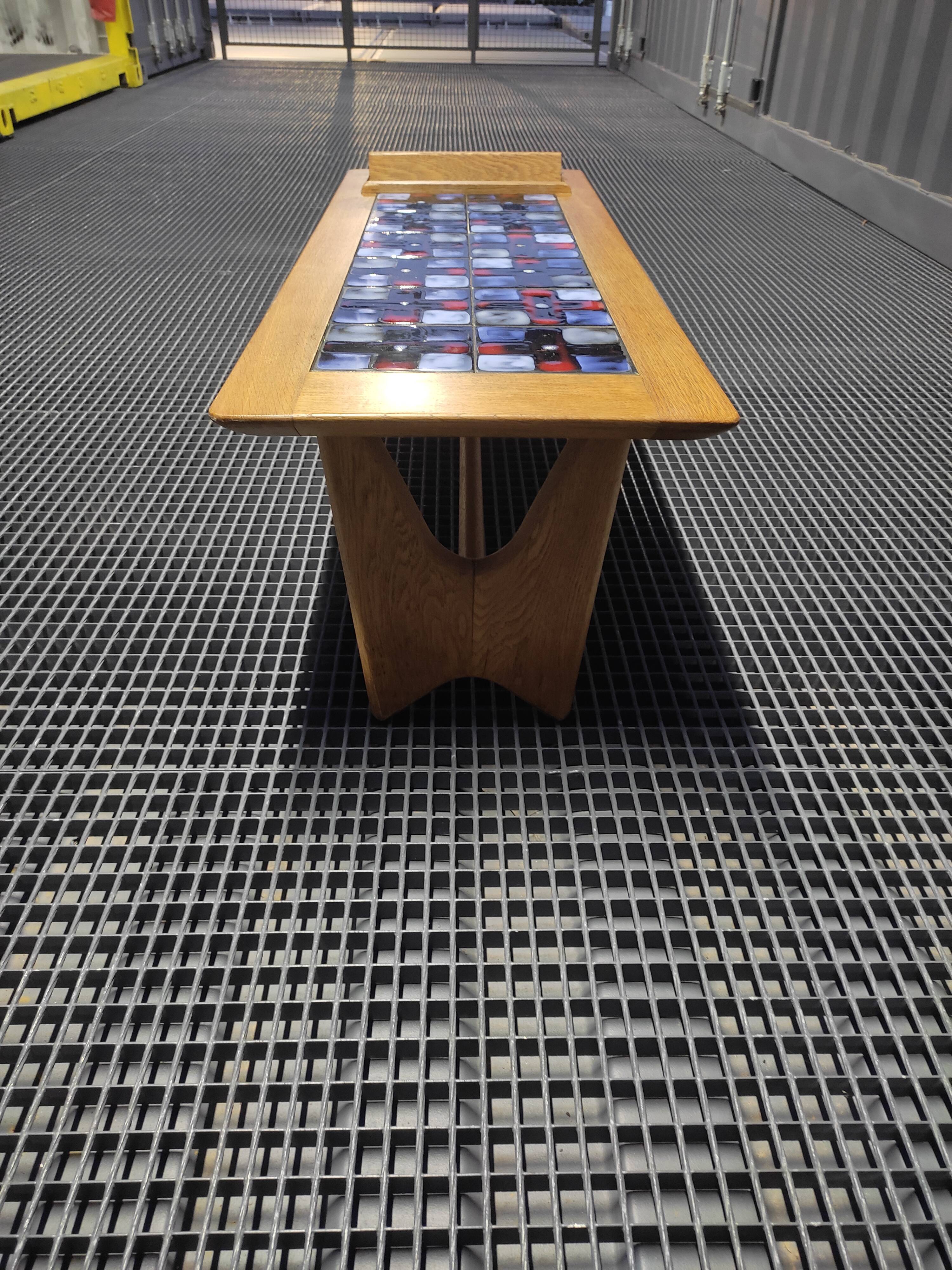 Oak coffee table by Guillerme and Chambron