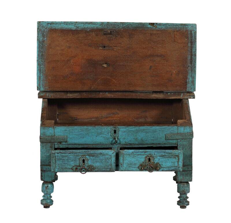 Blue desk chest old desk with drawers