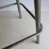High stool in wood and metal