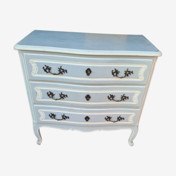 Gray and white chest of drawers patinated 1950s