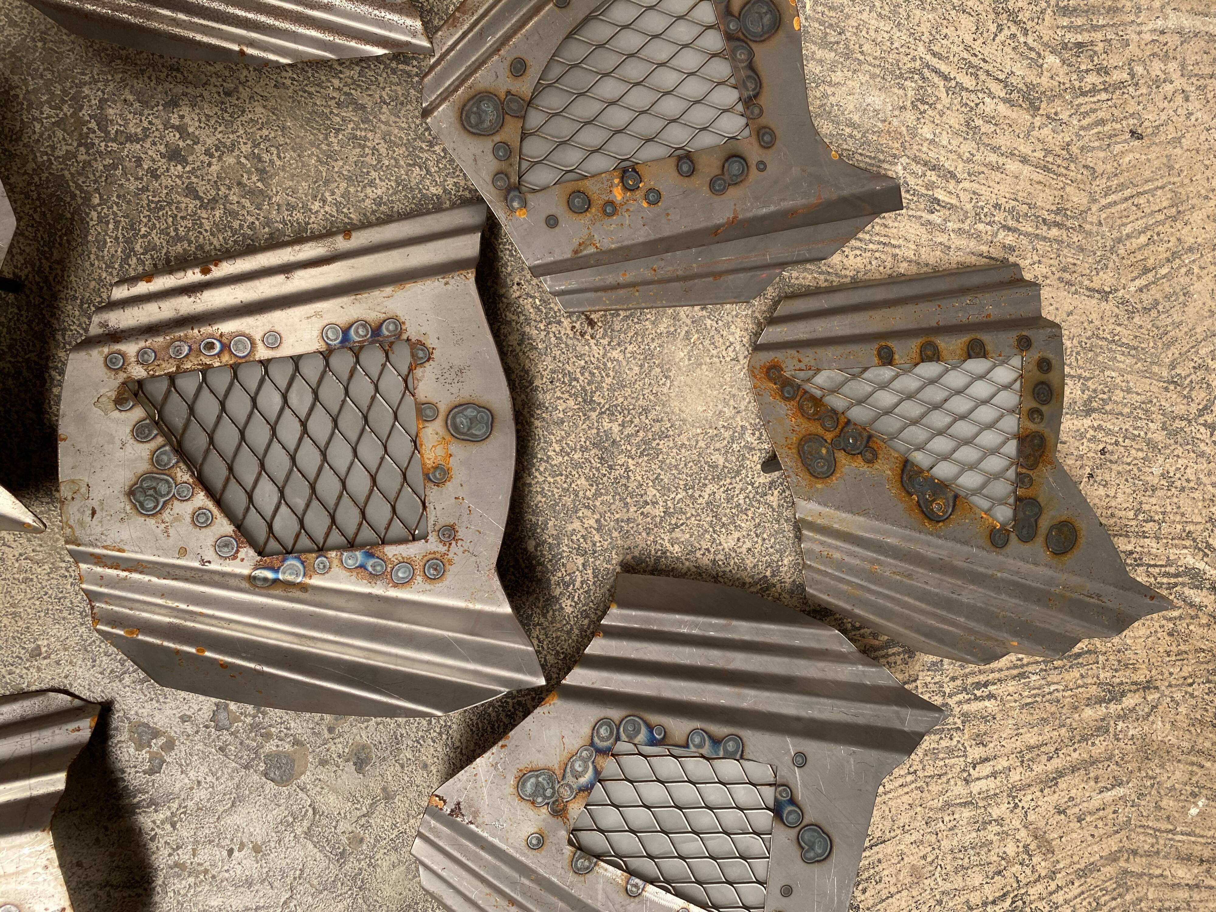 Lot of ten wall sconces industrial design steel