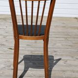 4 baumann n°12 black leatherette chairs, medium beech