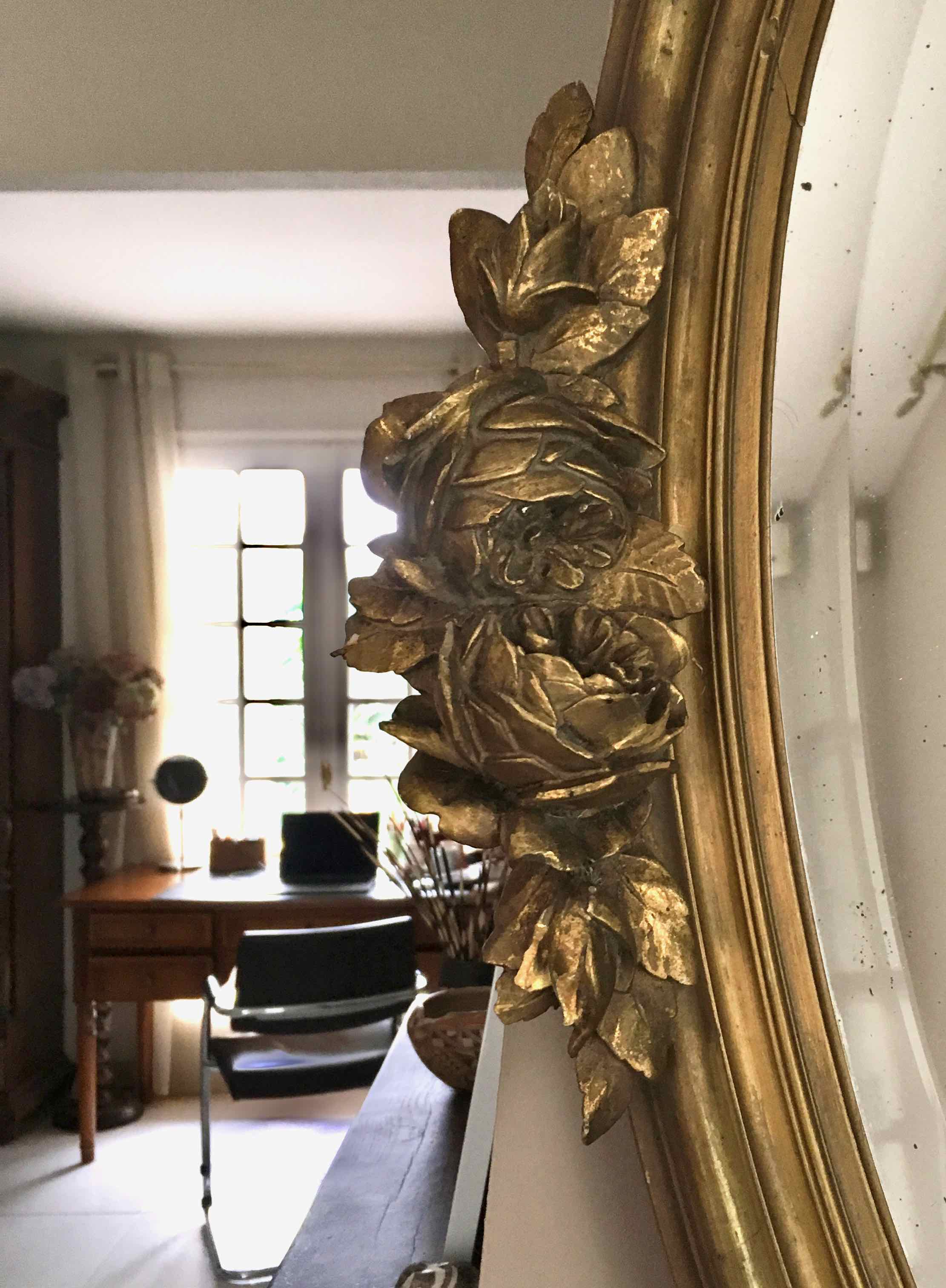 Oval mirror 30s gilded wood 80x62cm