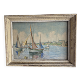 Aquarelle encadrée de Geoges Grellet "Ile de Batz"