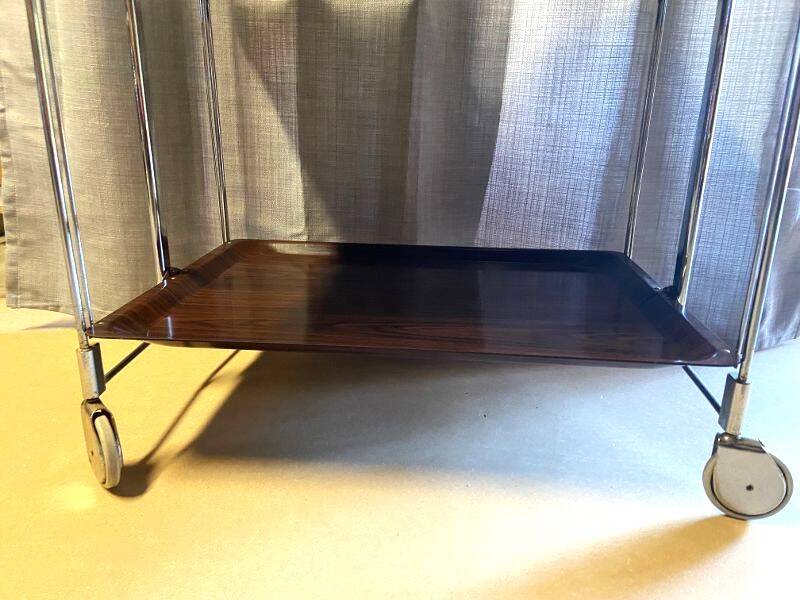 Antique & Vintage Side Table Folding Rolling Serving Cart Bar Design