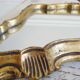 Vintage mirror resin effect golden wood