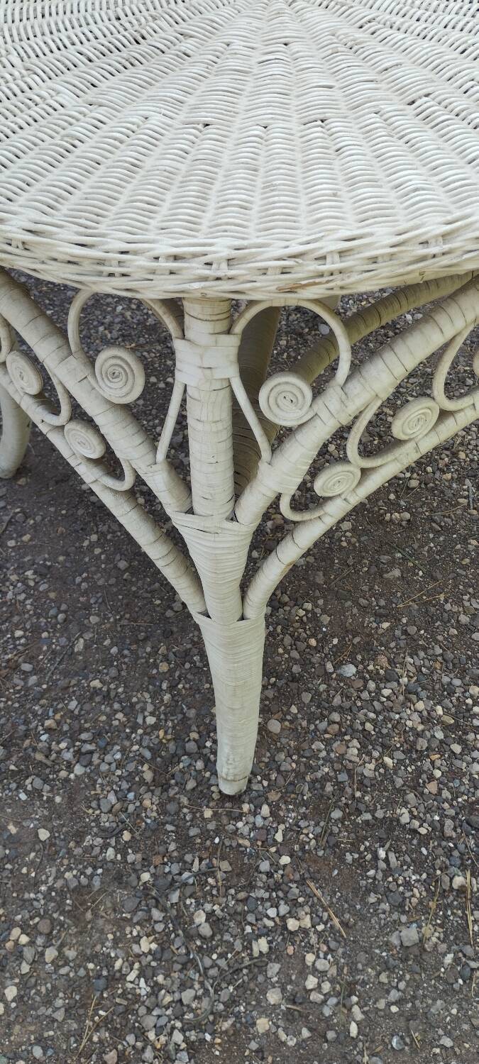 White wicker side table in Victorian style