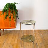 Tripod stand in chrome and smoked glass, double floors, Design, 1970