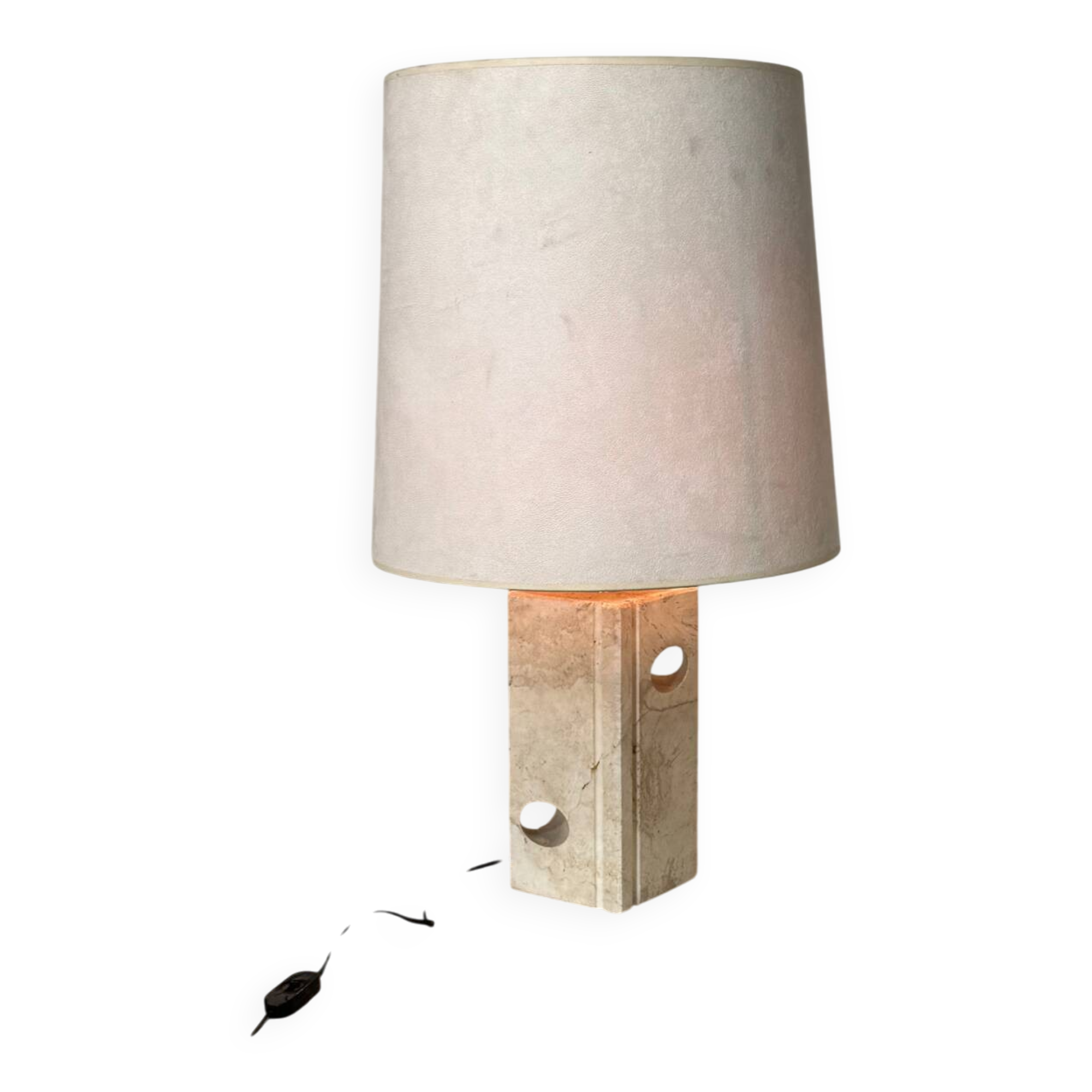 Mid Century Modernist Brutalist Italian Travertine table lamp, 1960s