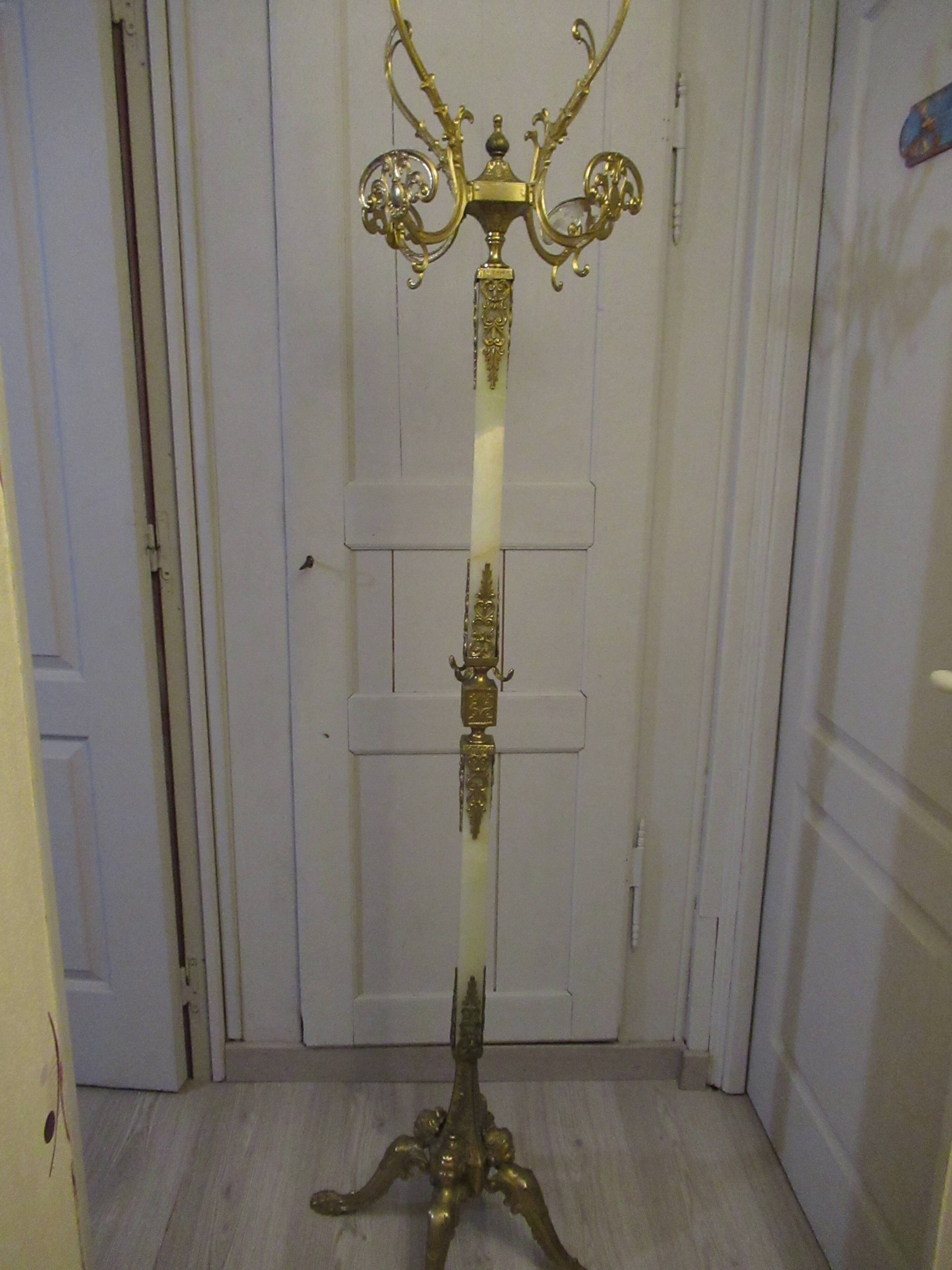 parrot coat rack in marble and brass