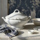 White fine porcelain soup tureen/vegetable dish from Limoges attributed to Barnardaud, vintage.