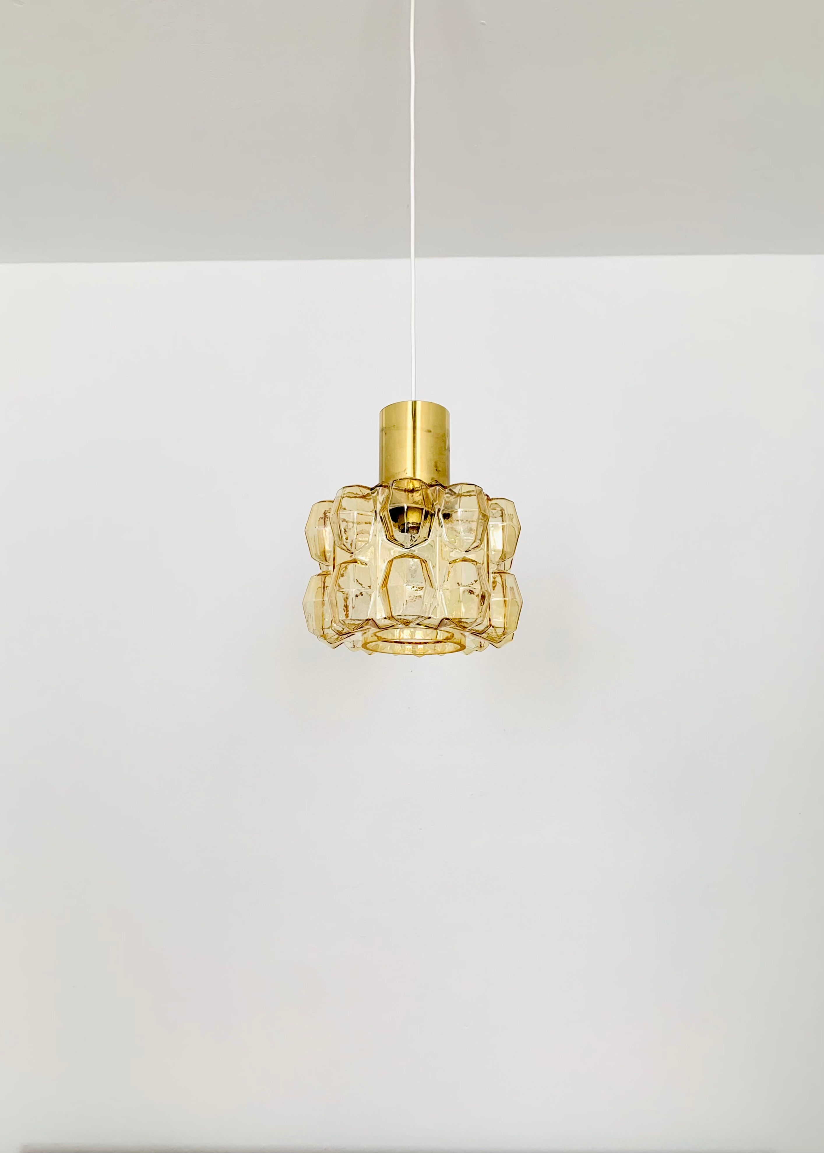 Amber Bubble Glass Pendant Lamp by Helena Tynell for Glashütte Limburg