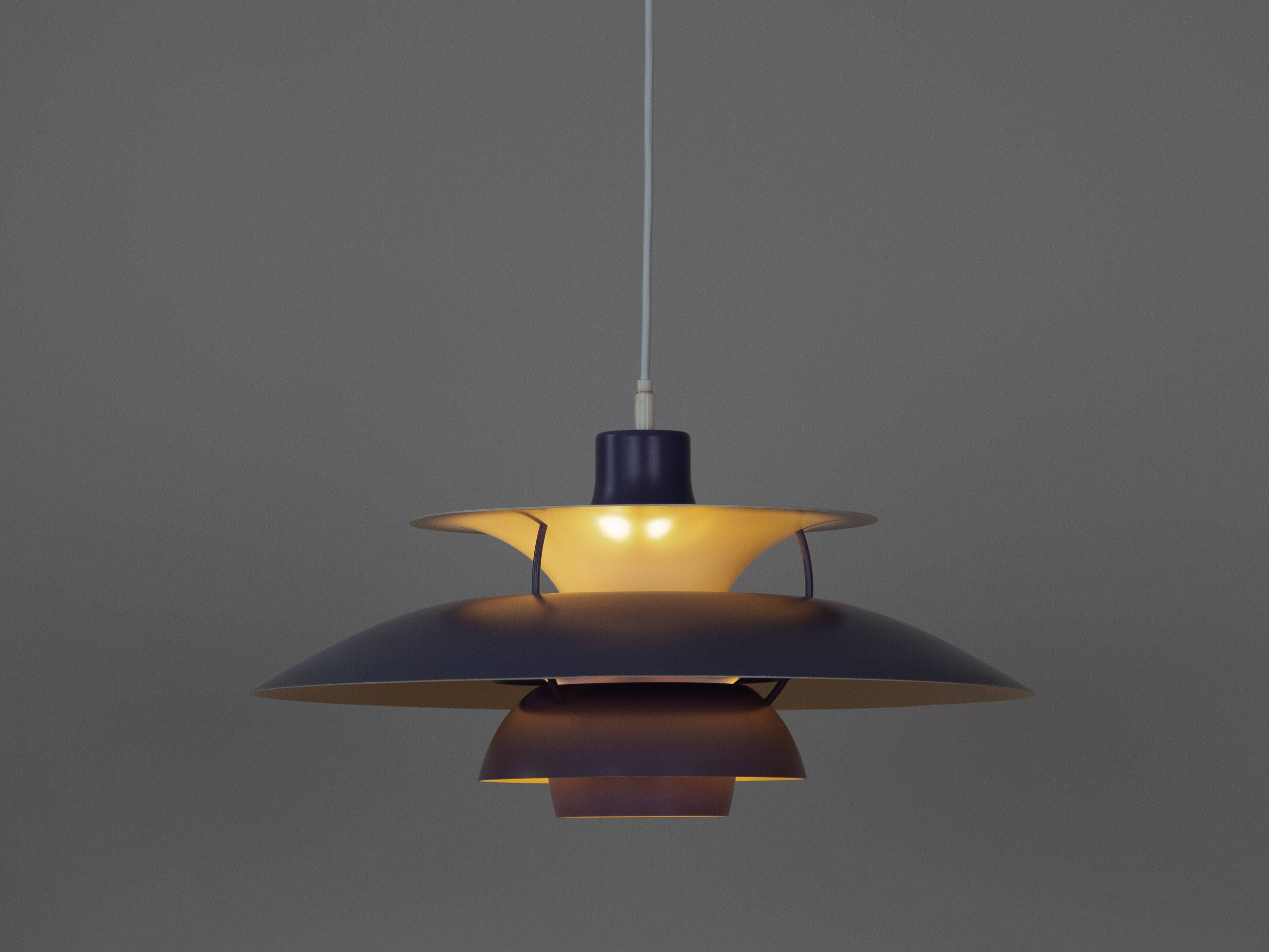 Rare indigo PH 5 pendant lamp by Poul Henningsen, Louis Poulsen, 1958