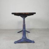 Art Deco Bistro table with cast iron frame and pine top, 1930s