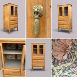 Art Deco glass-fronted Parisian buffet in raw wood