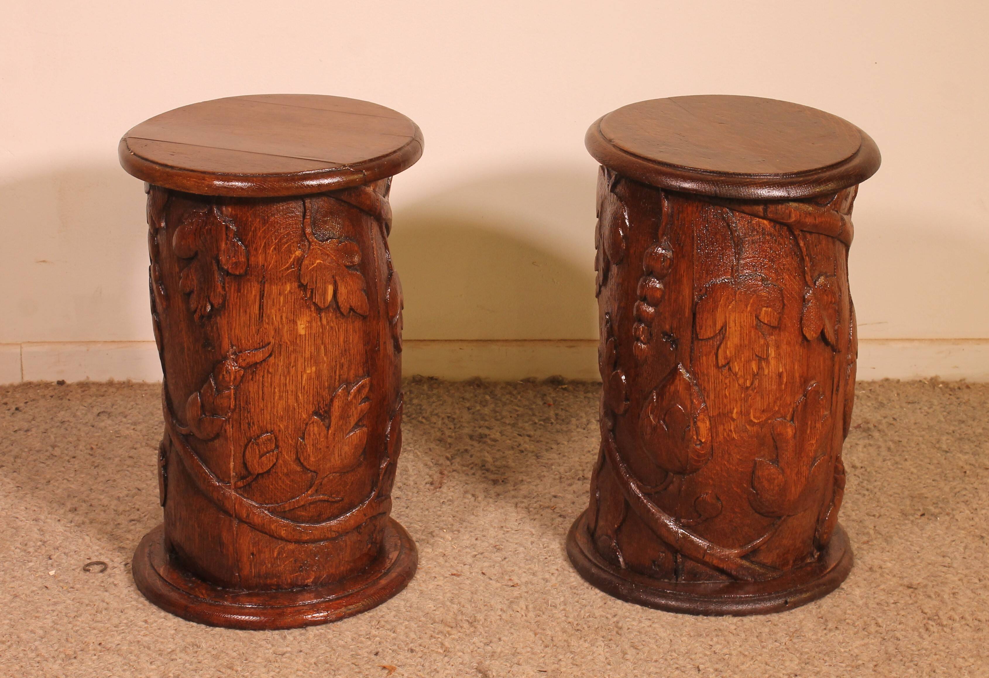 pair of 17th century oak bedside tables or sofa ends